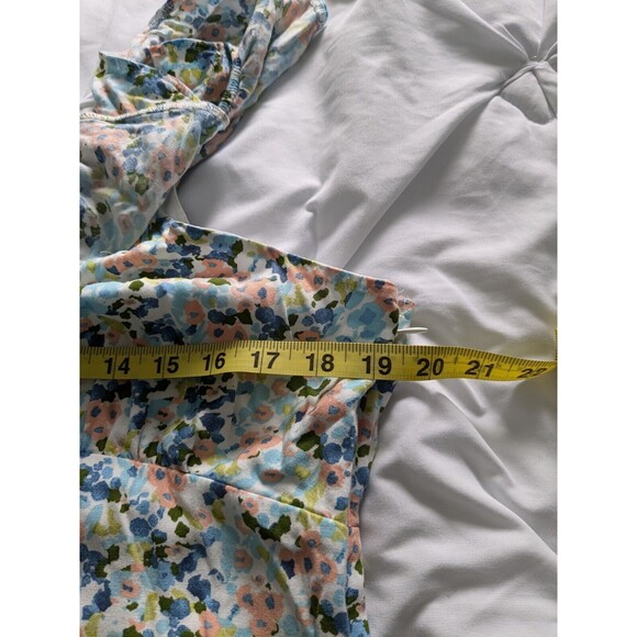 Abercrombie & Fitch Dress Women's sz L Cottagecore Blue Peach Floral Mini Ruffle - Picture 13 of 14